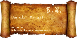 Benkő Margit névjegykártya